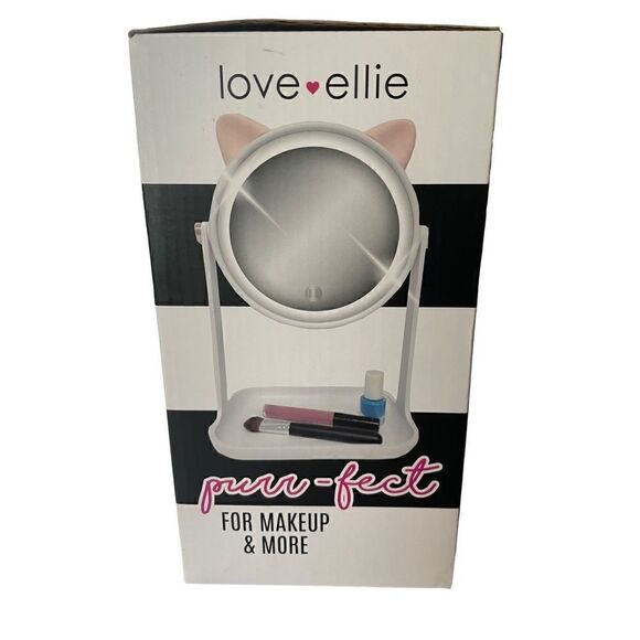 Love Ellie Onyx LED Kitty Makeup Mirror with Storage  USB Charge Dimmable - Picture 3 of 6